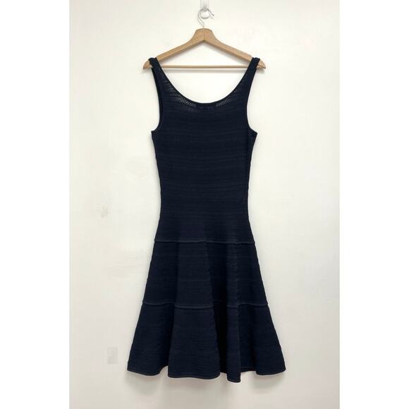 Ralph Lauren Black Label Textured Knit Fit and Flare Dress Cardigan Set Navy S/M - Picture 9 of 15